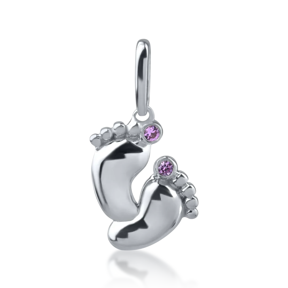 Pandantiv din aur alb cu safire roz de 0.02ct