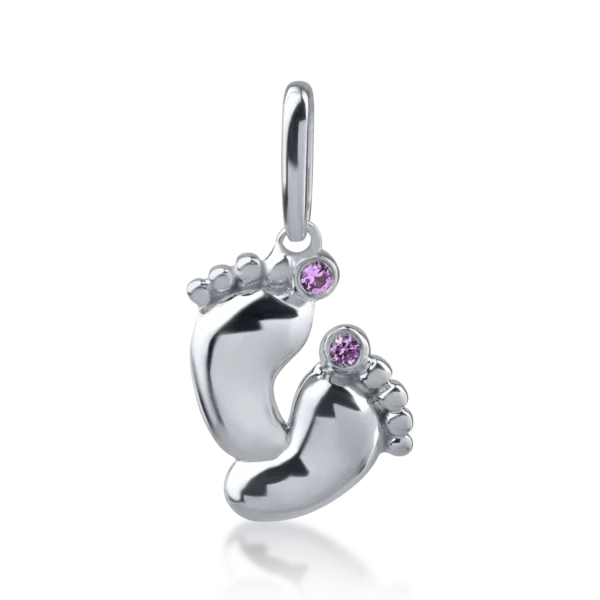 Pandantiv din aur alb cu safire roz de 0.02ct