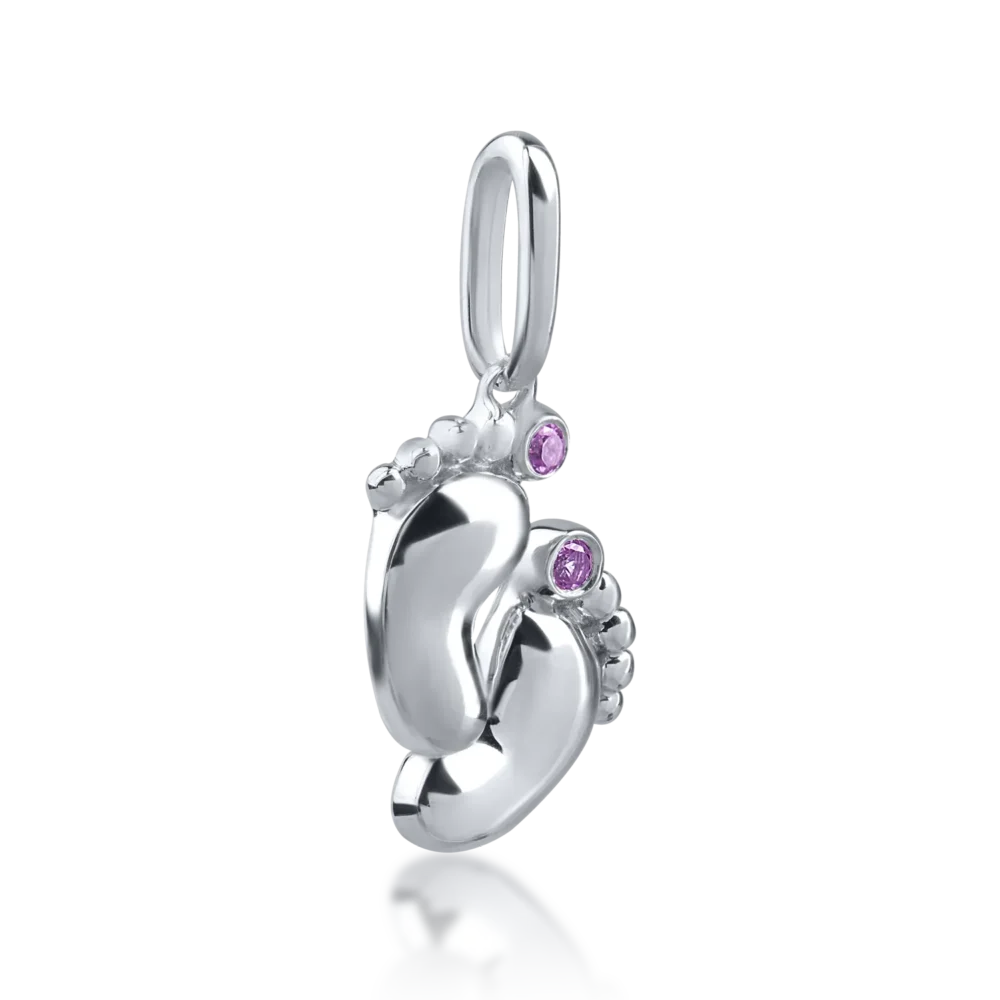 Pandantiv din aur alb cu safire roz de 0.02ct - imagine 2