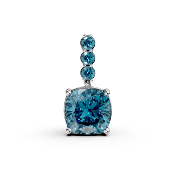 Pandantiv din aur alb cu topaze london blue cushion si rotunde de 7.6ct