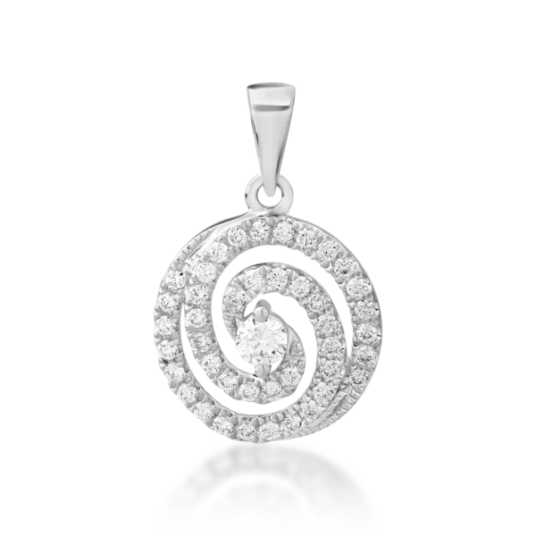 Pandantiv din aur alb cu diamant de 0.04ct si diamante de 0.15ct