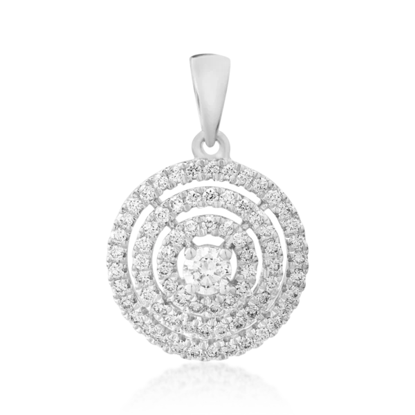 Pandantiv din aur alb cu diamant de 0.07ct si diamante de 0.2ct