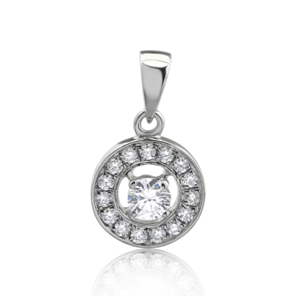 Pandantiv din aur alb cu diamant de 0.08ct si diamante de 0.07ct