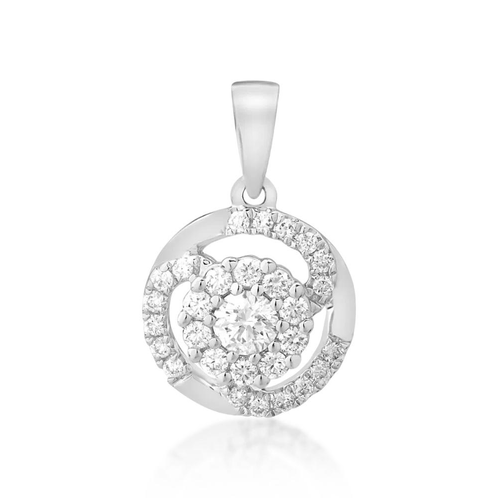 Pandantiv din aur alb cu diamant de 0.1ct si diamante de 0.15ct