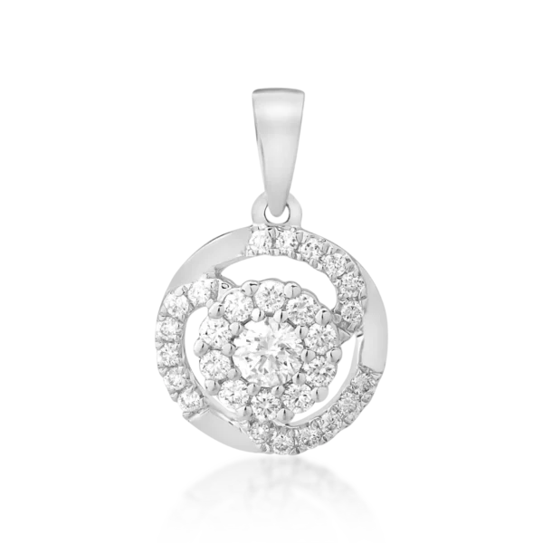 Pandantiv din aur alb cu diamant de 0.1ct si diamante de 0.15ct