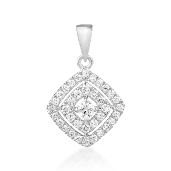 Pandantiv din aur alb cu diamante de 0.18ct
