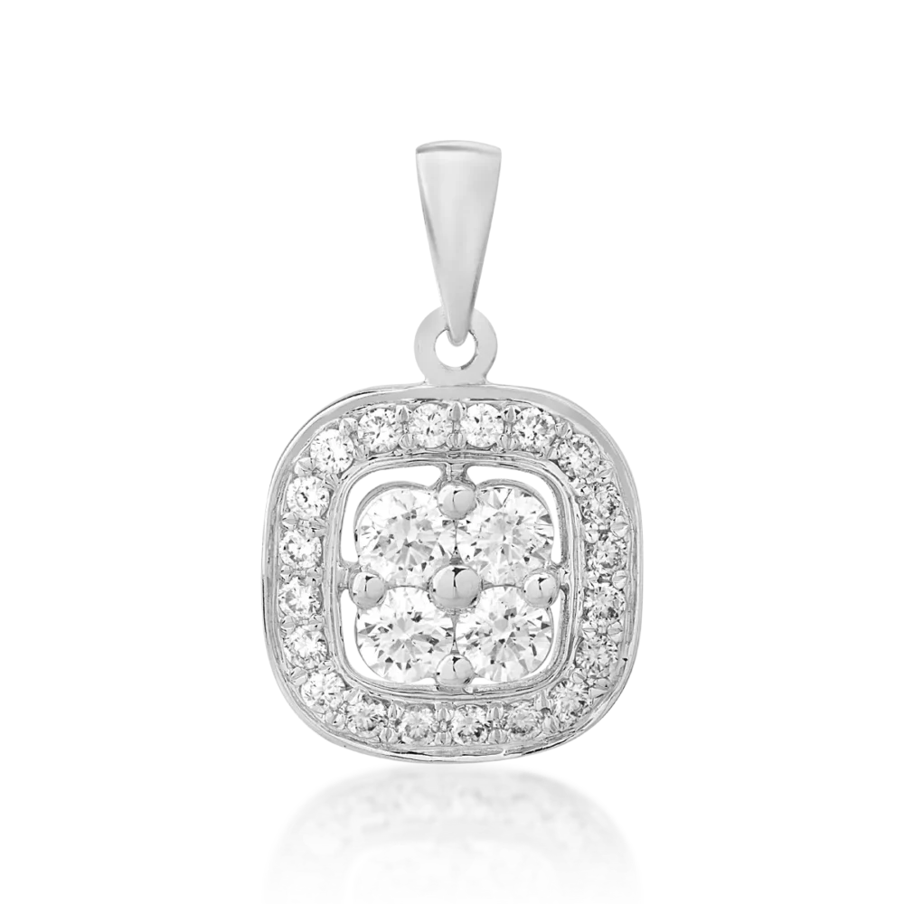Pandantiv din aur alb cu diamante de 0.35ct