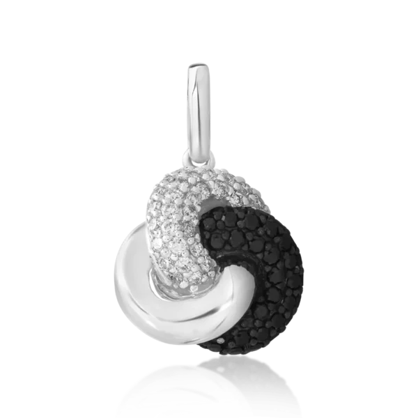 Pandantiv din aur alb cu diamante negre de 0.21ct si diamante transparente de 0.18ct