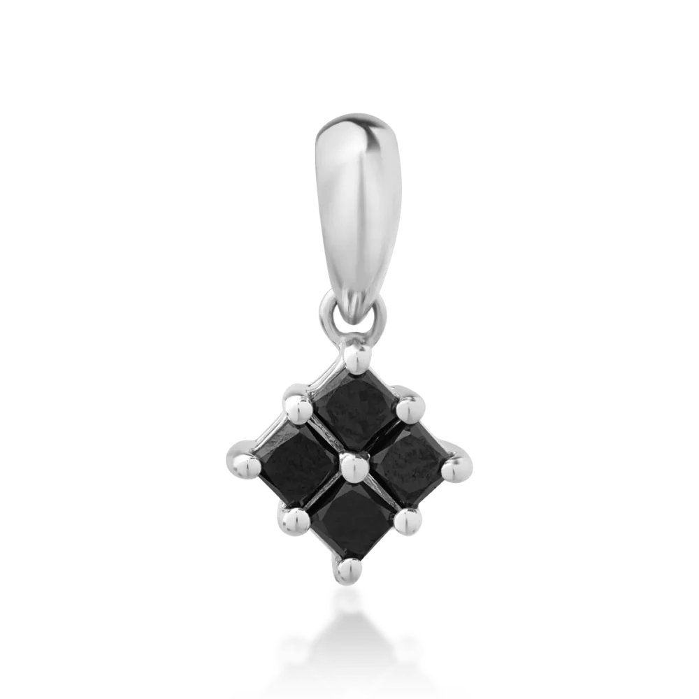 Pandantiv din aur alb cu diamante negre square de 0.405ct