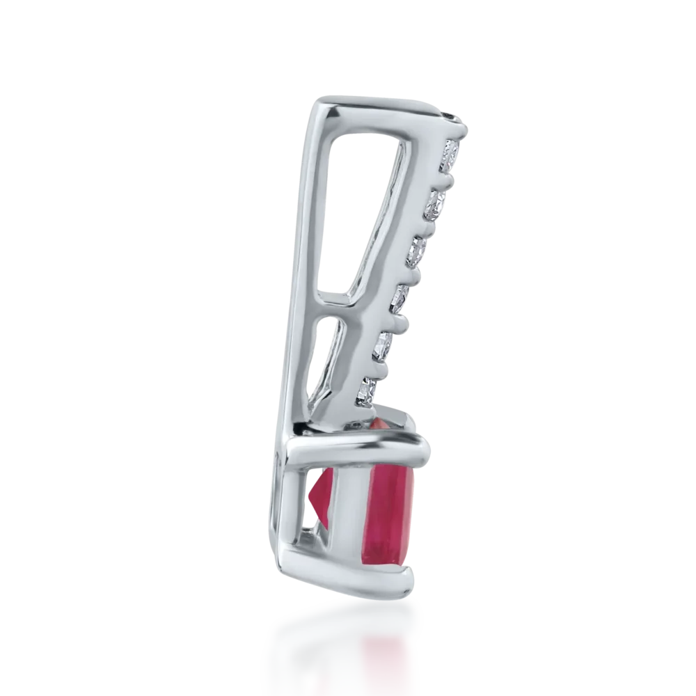 Pandantiv din aur alb cu rubin princess de 0.182ct si diamante de 0.03ct - imagine 3