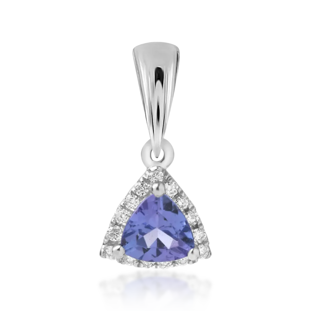 Pandantiv din aur alb cu tanzanit triangle de 0.44ct si diamante de 0.08ct