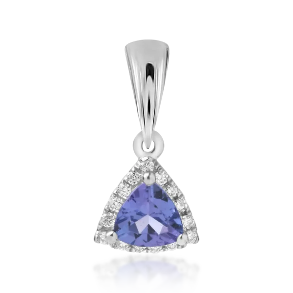 Pandantiv din aur alb cu tanzanit triangle de 0.44ct si diamante de 0.08ct