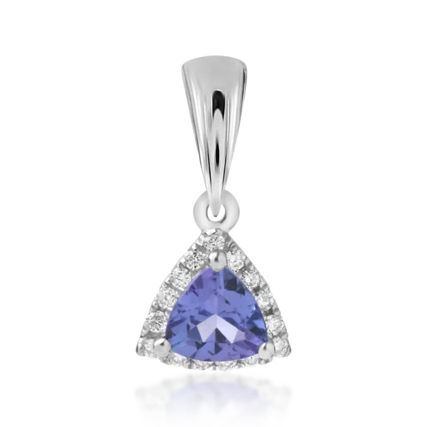 Pandantiv din aur alb cu tanzanit triangle de 0.46ct si diamante de 0.08ct