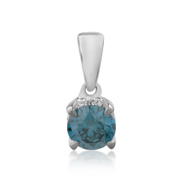 Pandantiv din aur alb cu diamant albastru de 0.29ct si diamante transparente de 0.02ct
