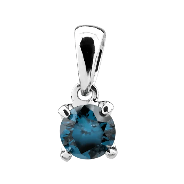 Pandantiv din aur alb cu diamant albastru de 0.33ct