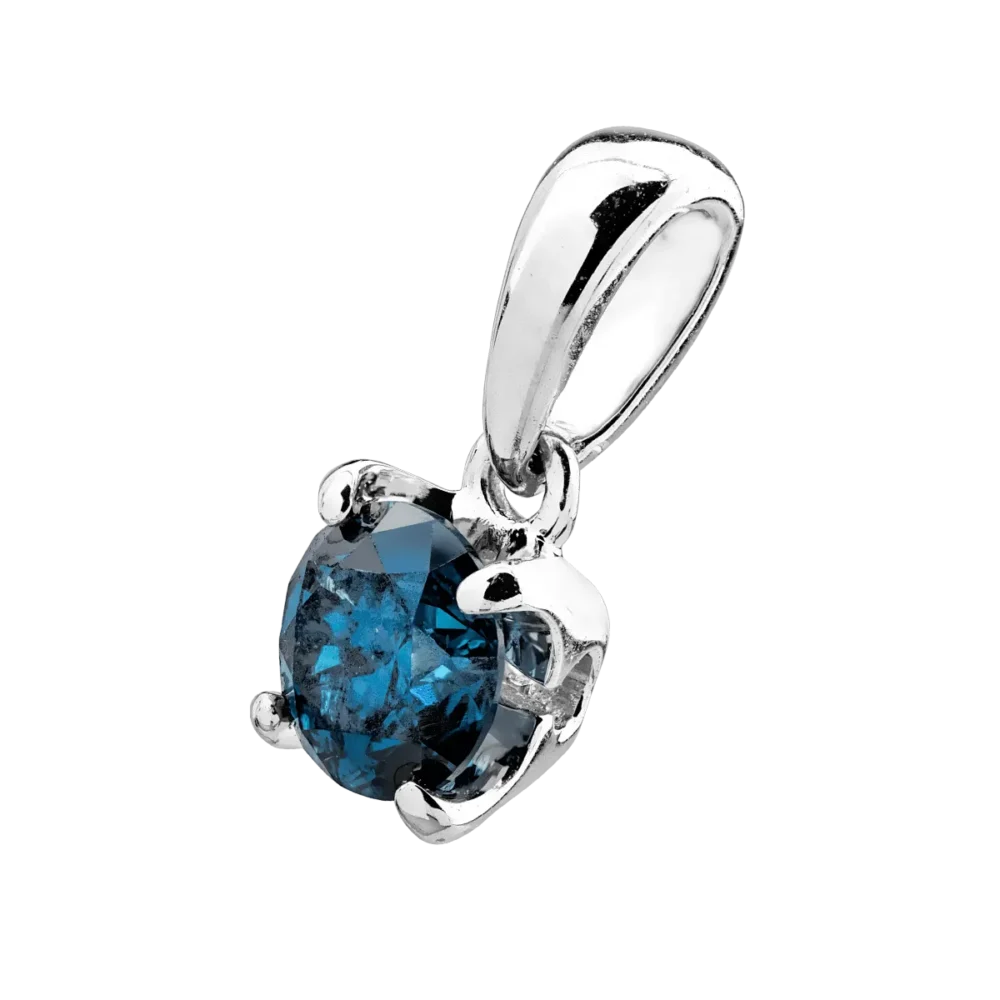 Pandantiv din aur alb cu diamant albastru de 0.33ct - imagine 2