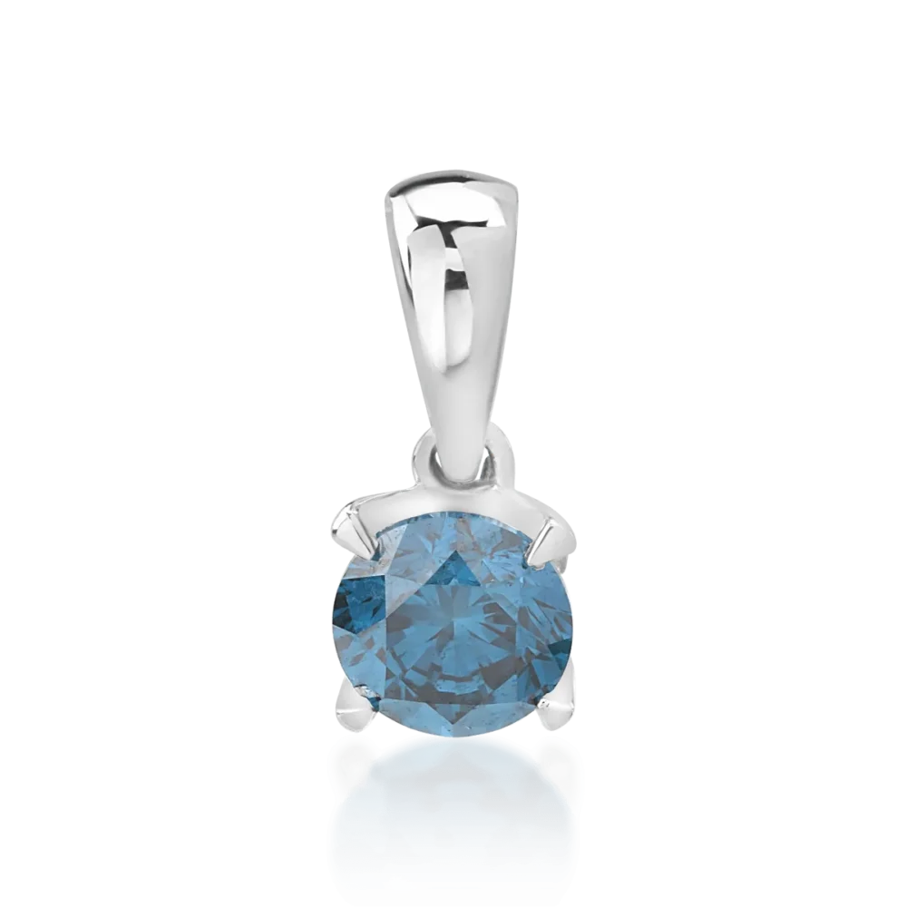 Pandantiv din aur alb cu diamant albastru de 0.44ct
