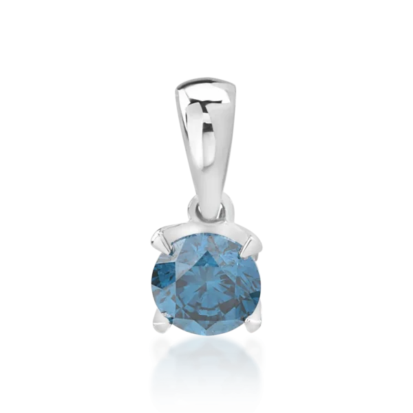 Pandantiv din aur alb cu diamant albastru de 0.44ct