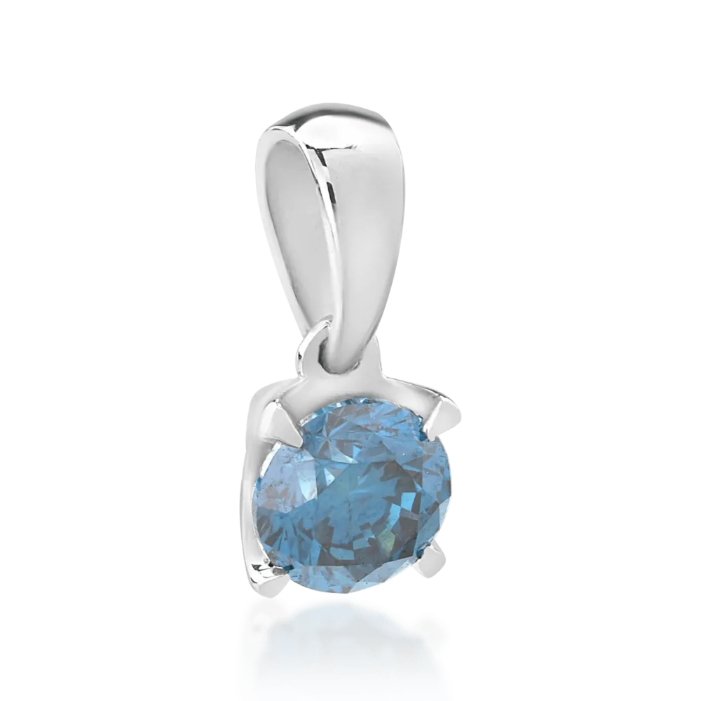 Pandantiv din aur alb cu diamant albastru de 0.44ct - imagine 2