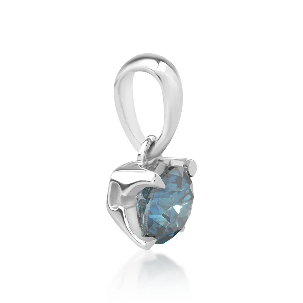 Pandantiv din aur alb cu diamant albastru de 0.44ct - imagine 3