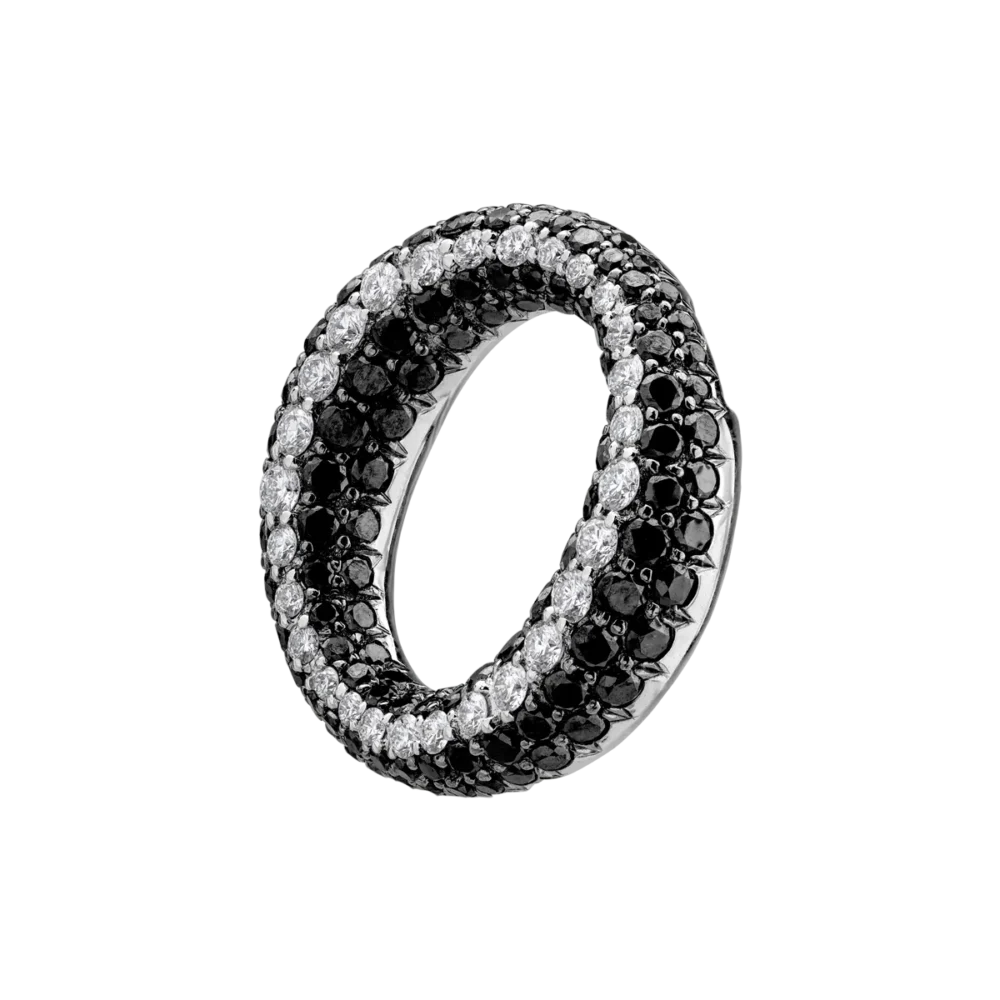 Pandantiv din aur alb cu diamante transparente de 0.44ct si diamante negre de 1.73ct - imagine 2