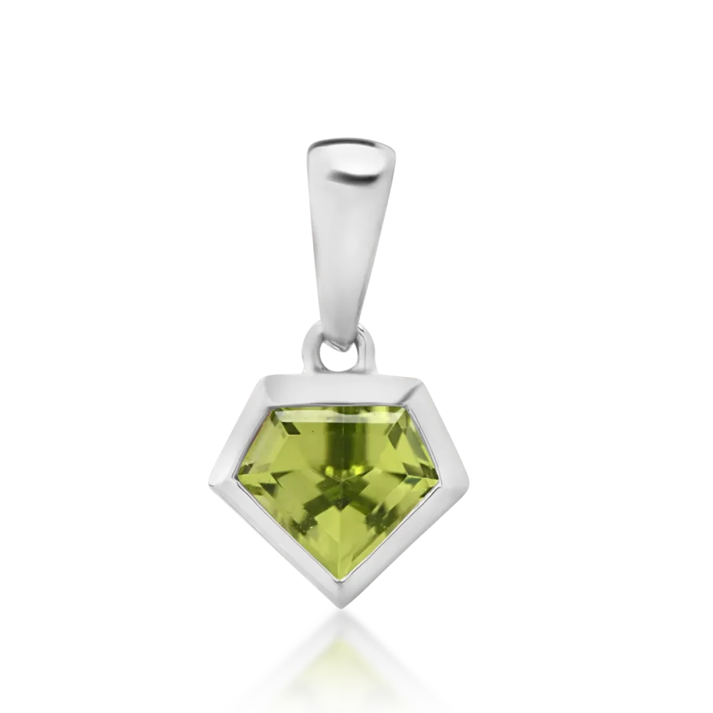 Pandantiv din aur alb cu peridot de 0.61ct
