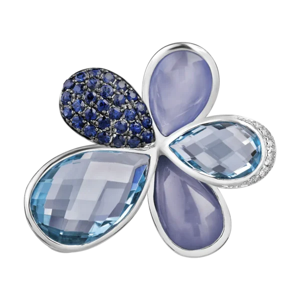 Pandantiv din aur alb cu pietre pretioase si semipretioase de 25.27ct