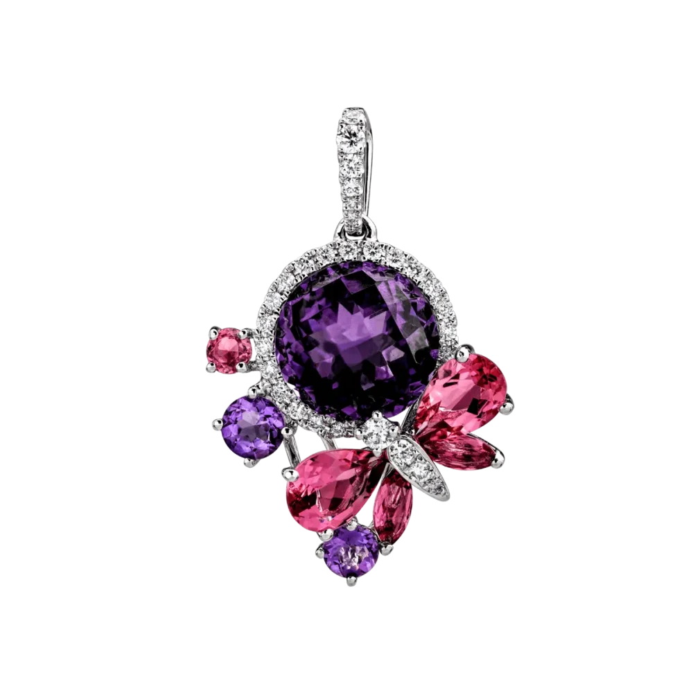 Pandantiv din aur alb cu pietre pretioase si semipretioase de 6.9ct