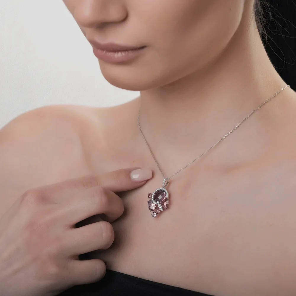 Pandantiv din aur alb cu pietre pretioase si semipretioase de 6.9ct - imagine 4