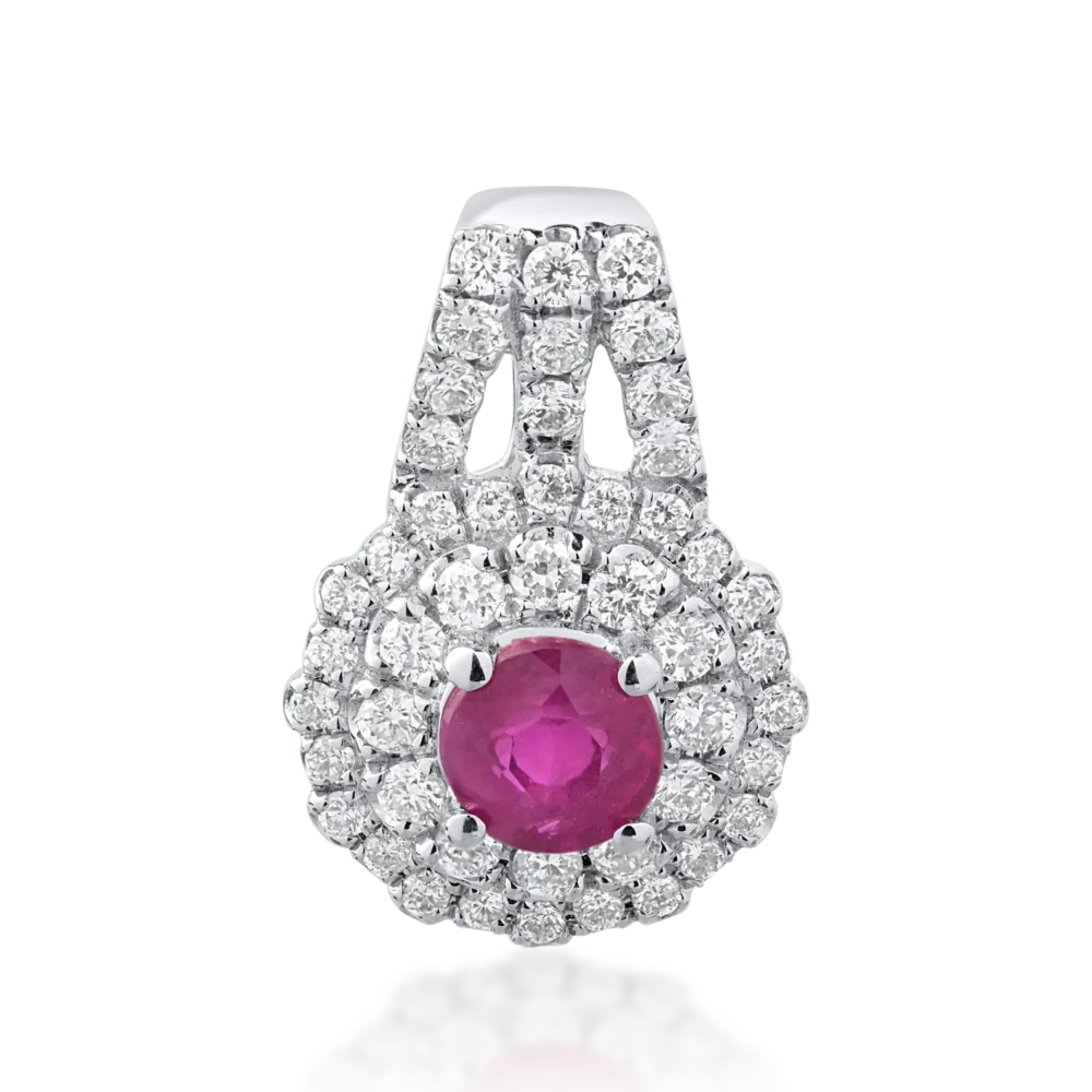 Pandantiv din aur alb cu rubin de 0.33ct si diamante de 0.24ct