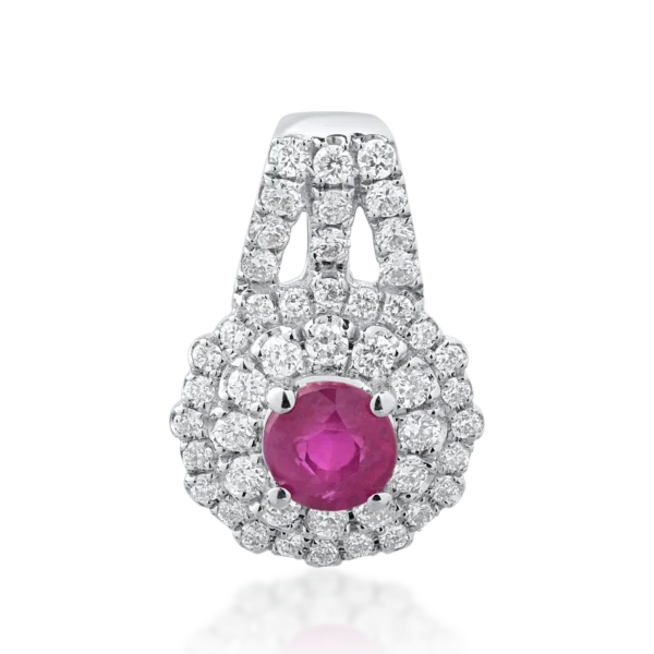 Pandantiv din aur alb cu rubin de 0.33ct si diamante de 0.24ct
