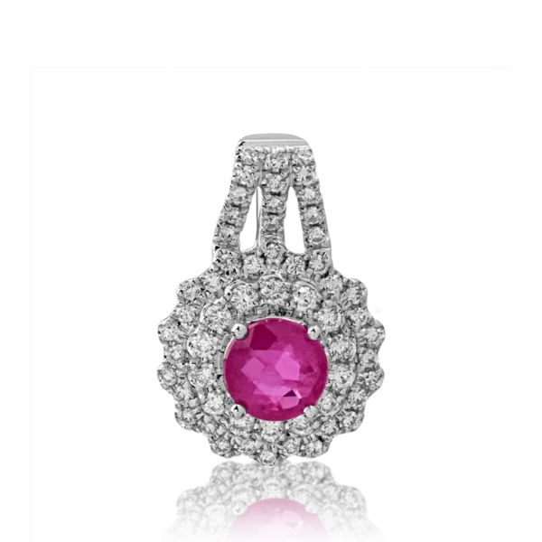 Pandantiv din aur alb cu rubin de 0.63ct si diamante de 0.25ct