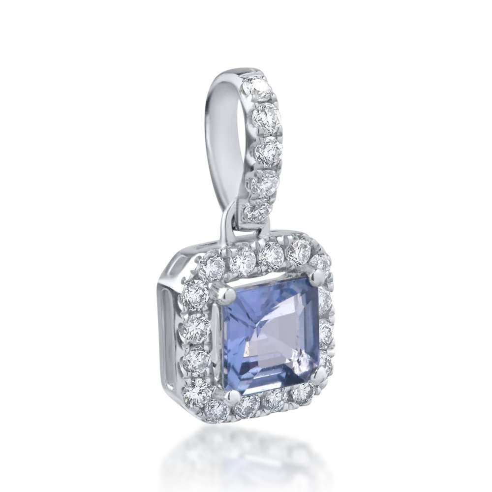 Pandantiv din aur alb cu safir emerald de 0.77ct si diamante de 0.24ct - imagine 2