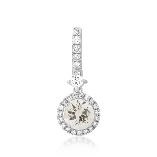 Pandantiv din aur alb cu safir galben de 0.72ct si diamante de 0.23ct