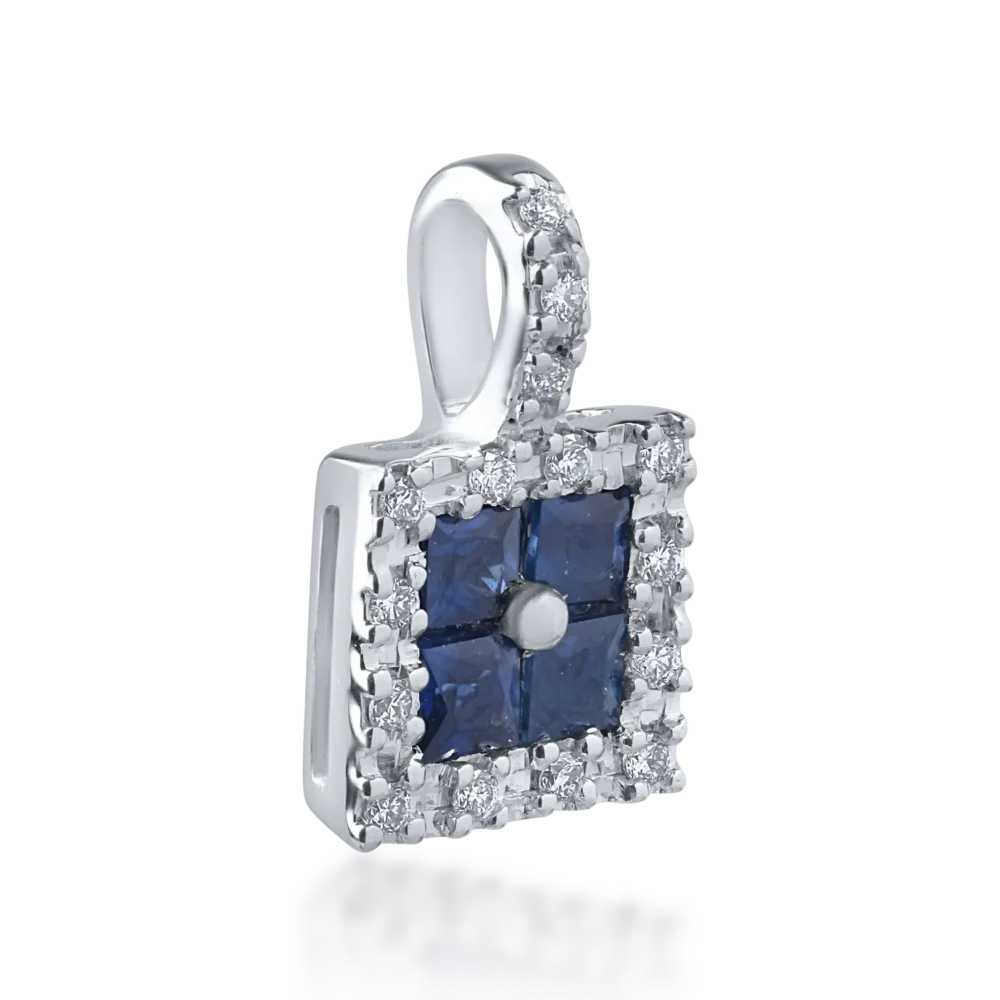Pandantiv din aur alb cu safire square de 0.24ct si diamante de 0.06ct - imagine 2