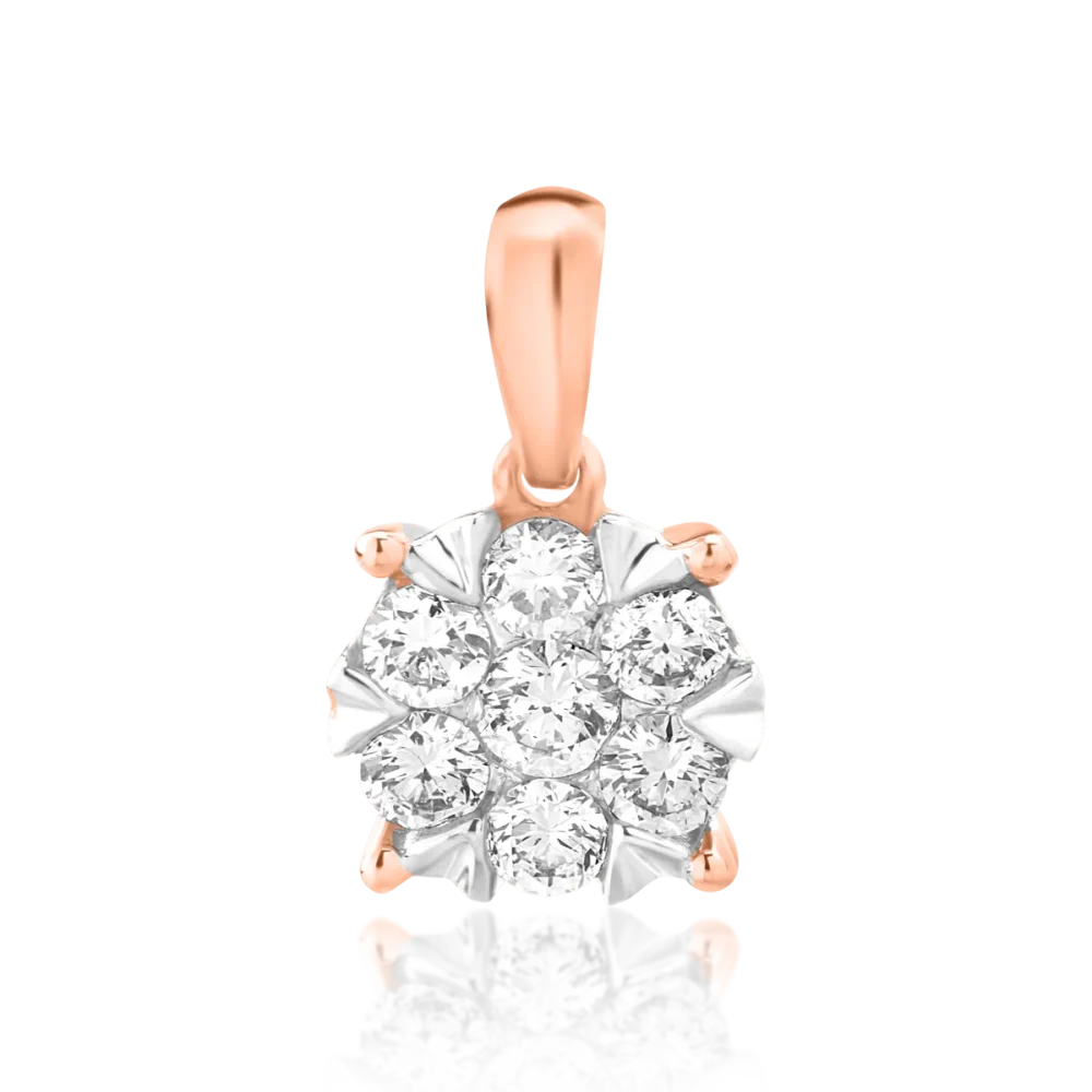 Pandantiv din aur alb-roz cu diamante de 0.25ct
