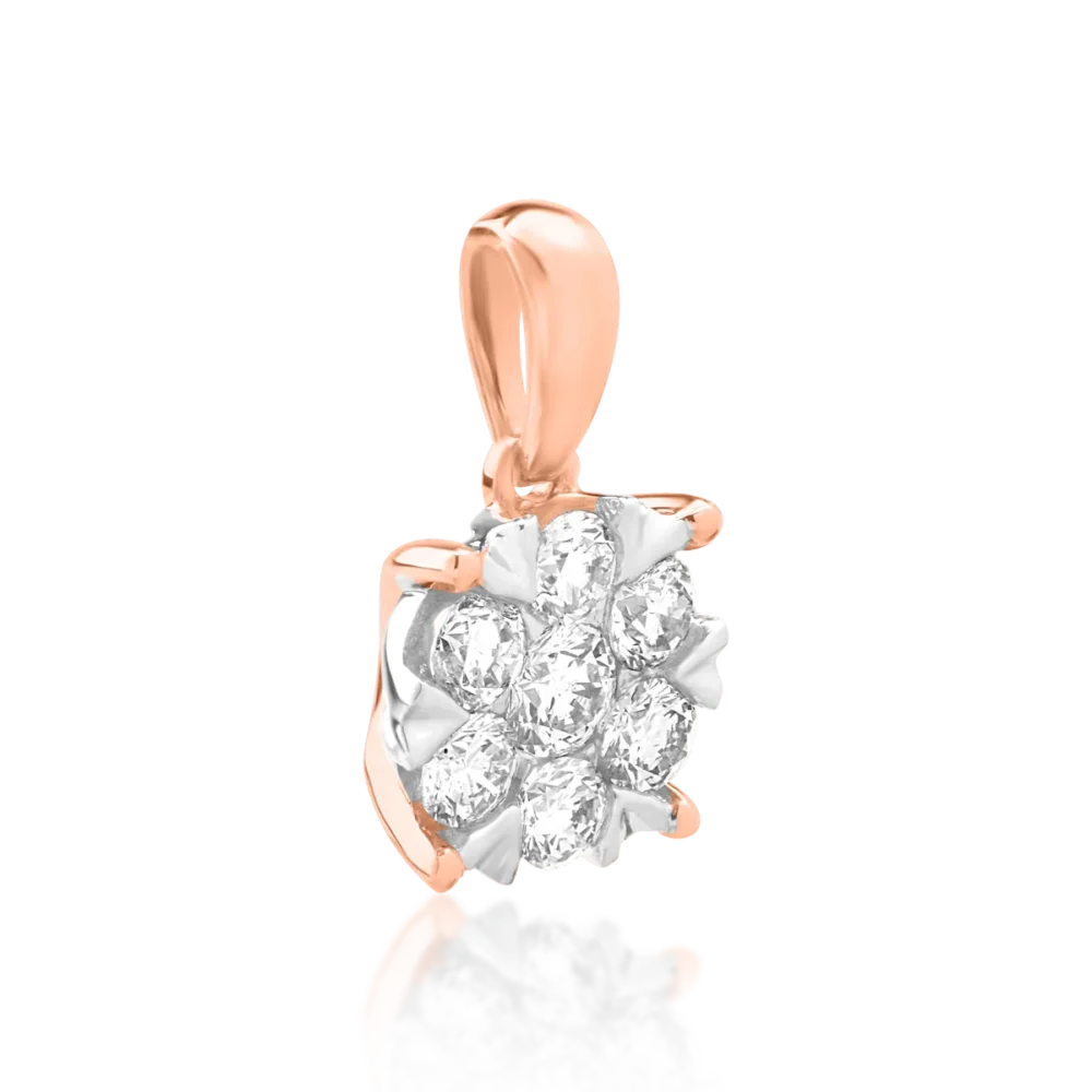 Pandantiv din aur alb-roz cu diamante de 0.25ct - imagine 2