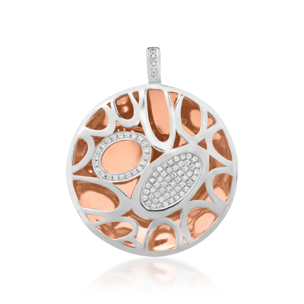 Pandantiv din aur alb-roz cu diamante de 0.449ct