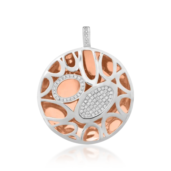 Pandantiv din aur alb-roz cu diamante de 0.449ct