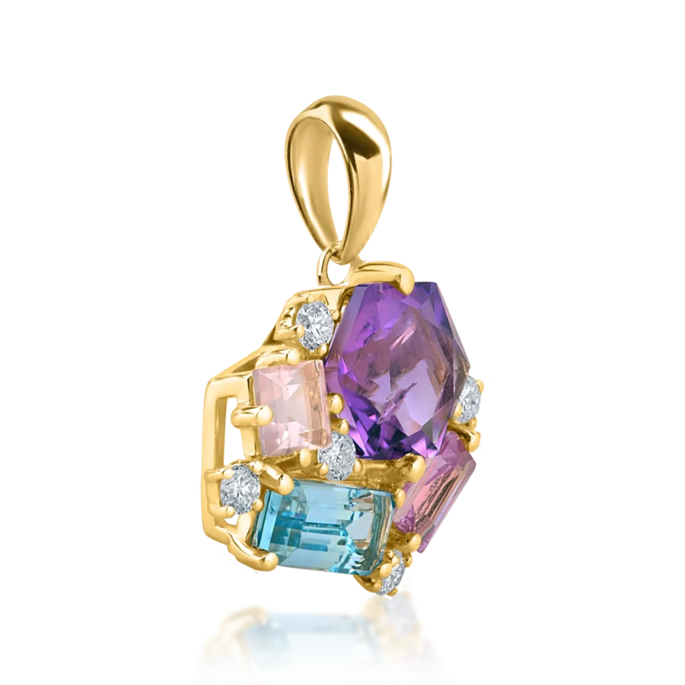 Pandantiv din aur galben cu pietre pretioase si semipretioase de 1.80ct - imagine 2