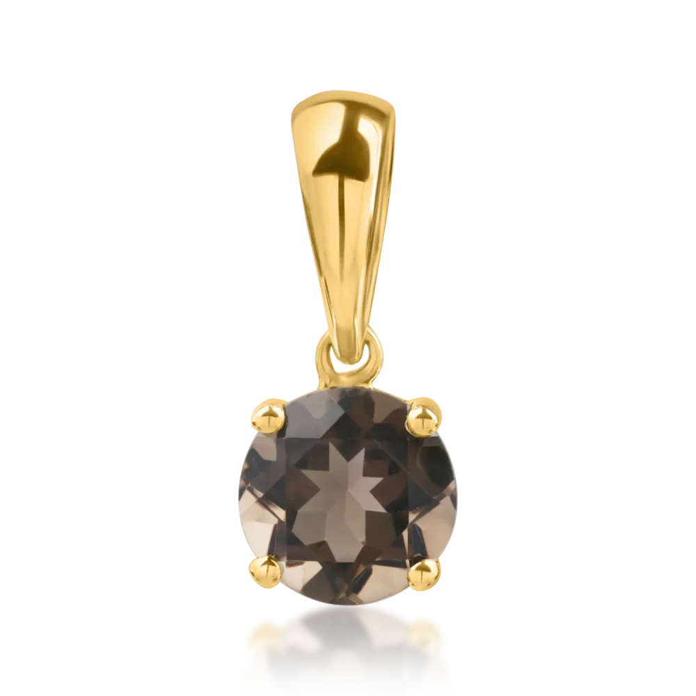 Pandantiv din aur galben cu quartz fumuriu de 0.72ct