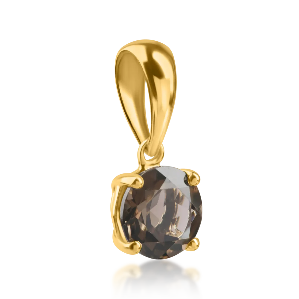 Pandantiv din aur galben cu quartz fumuriu de 0.72ct - imagine 2