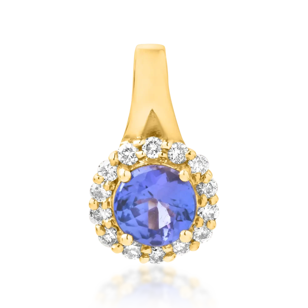 Pandantiv din aur galben cu tanzanit de 0.85ct si diamante de 0.21ct