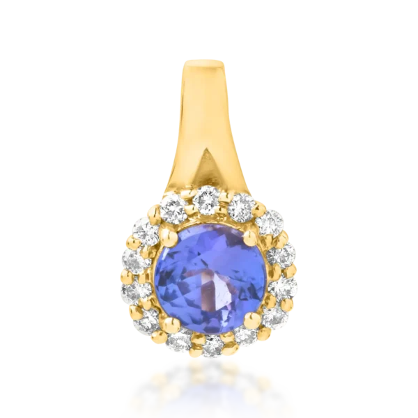 Pandantiv din aur galben cu tanzanit de 0.85ct si diamante de 0.21ct