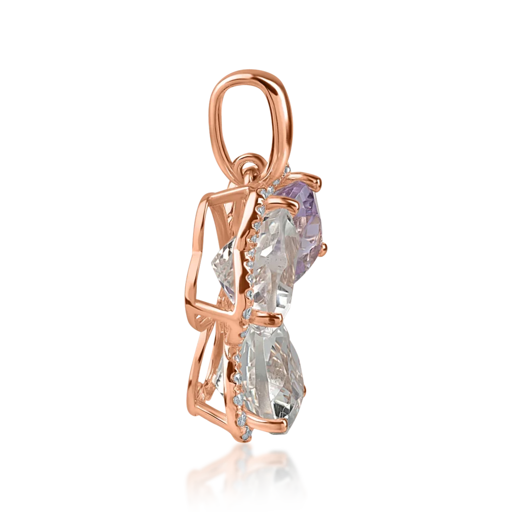 Pandantiv din aur roz cu ametiste heart de 6.2ct si diamante de 0.2ct - imagine 3