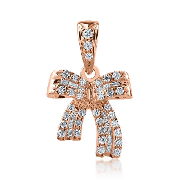 Pandantiv din aur roz cu diamante baguette si rotunde de 0.18ct