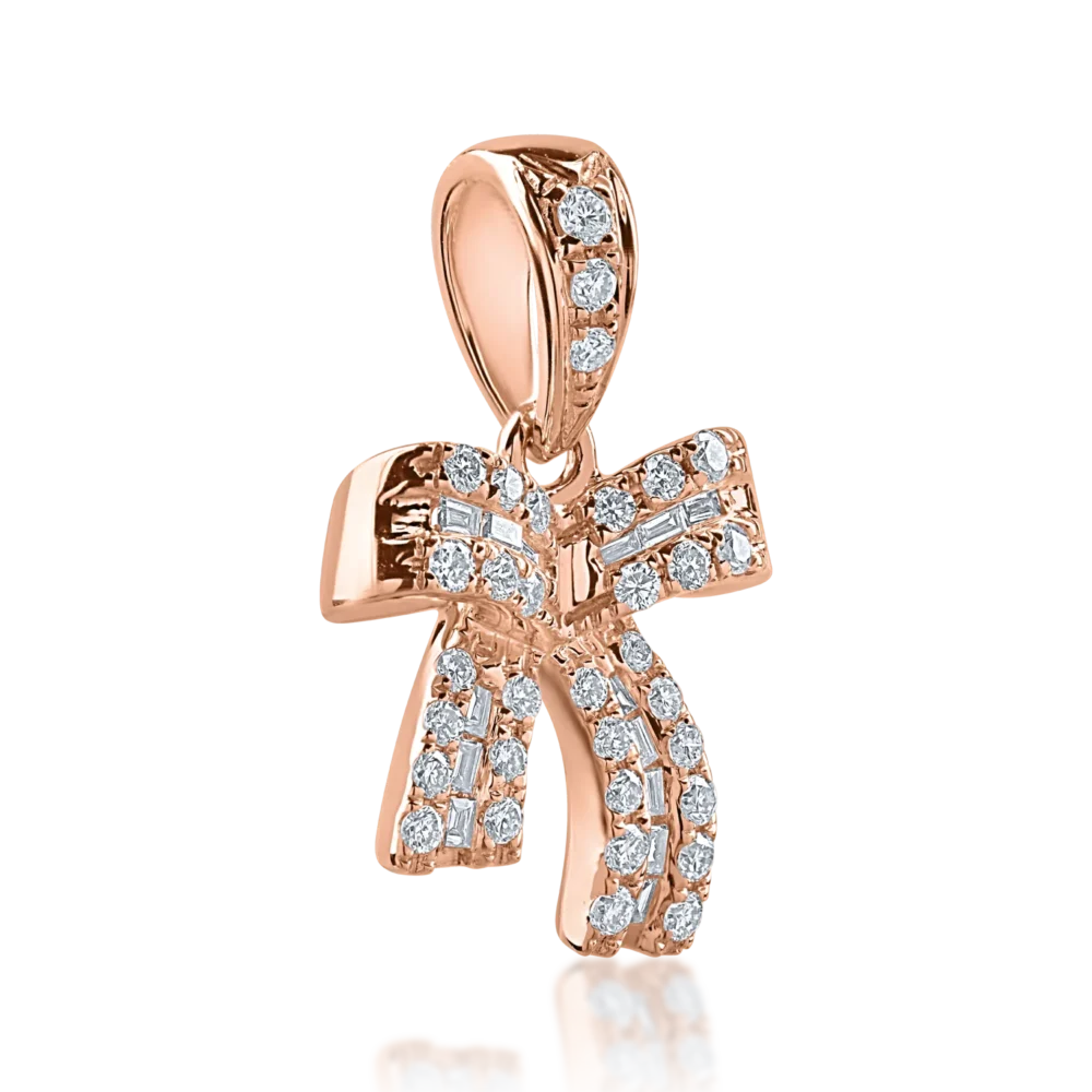 Pandantiv din aur roz cu diamante baguette si rotunde de 0.18ct - imagine 2