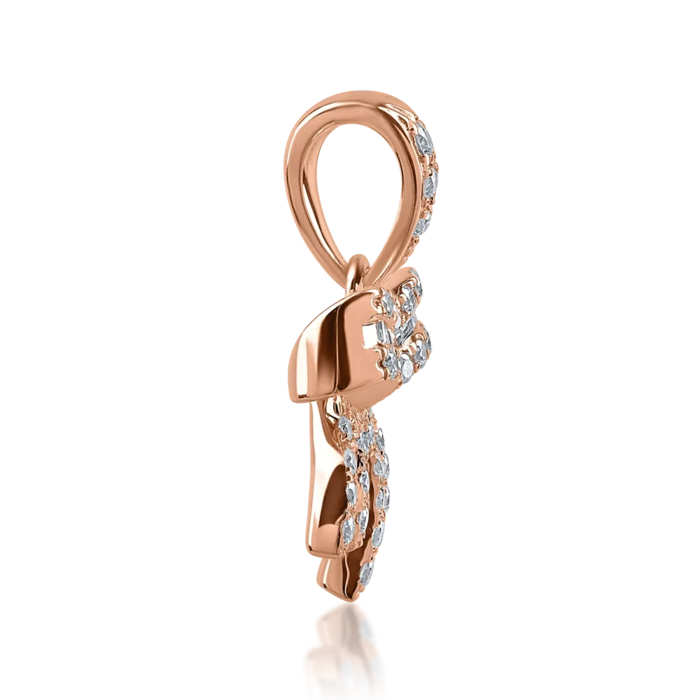 Pandantiv din aur roz cu diamante baguette si rotunde de 0.18ct - imagine 3