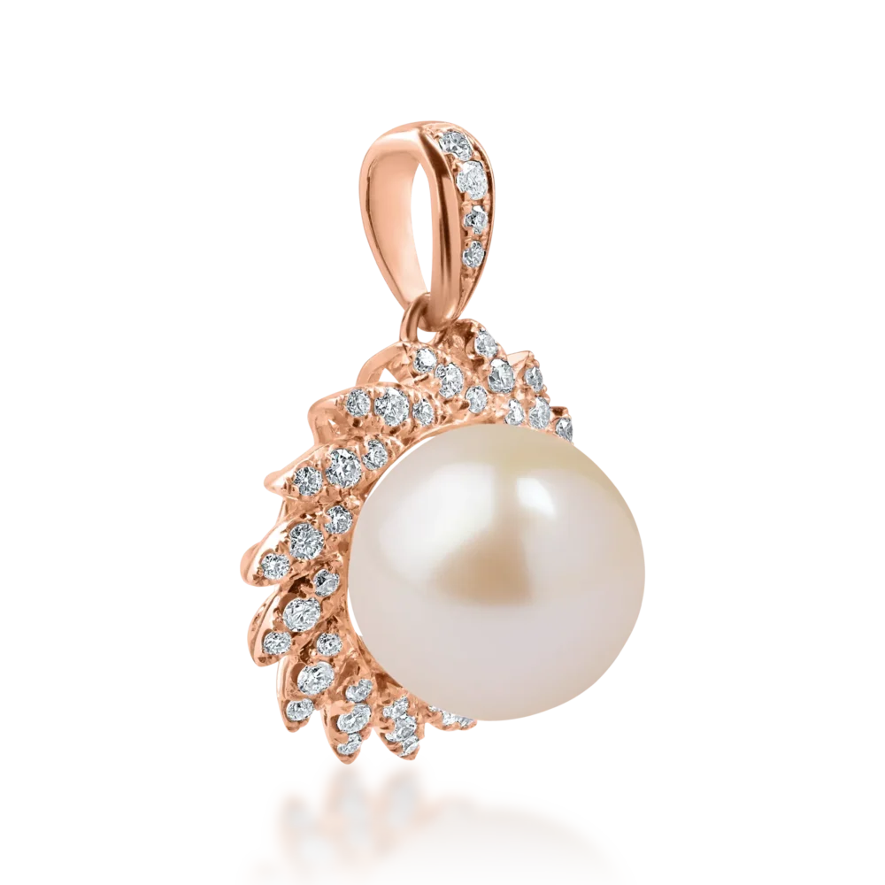 Pandantiv din aur roz cu perla de cultura de 6.38ct si diamante de 0.3ct - imagine 2