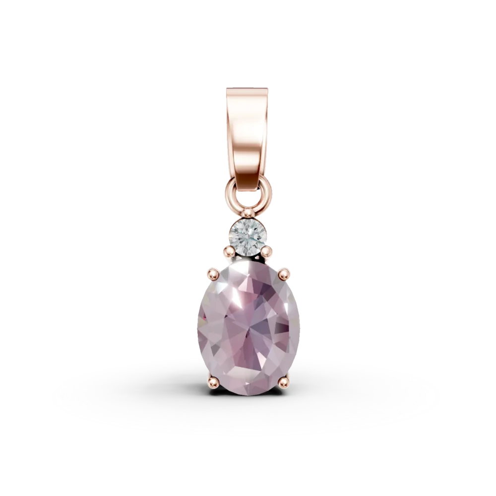 Pandantiv din aur roz cu zirconia roz deschis